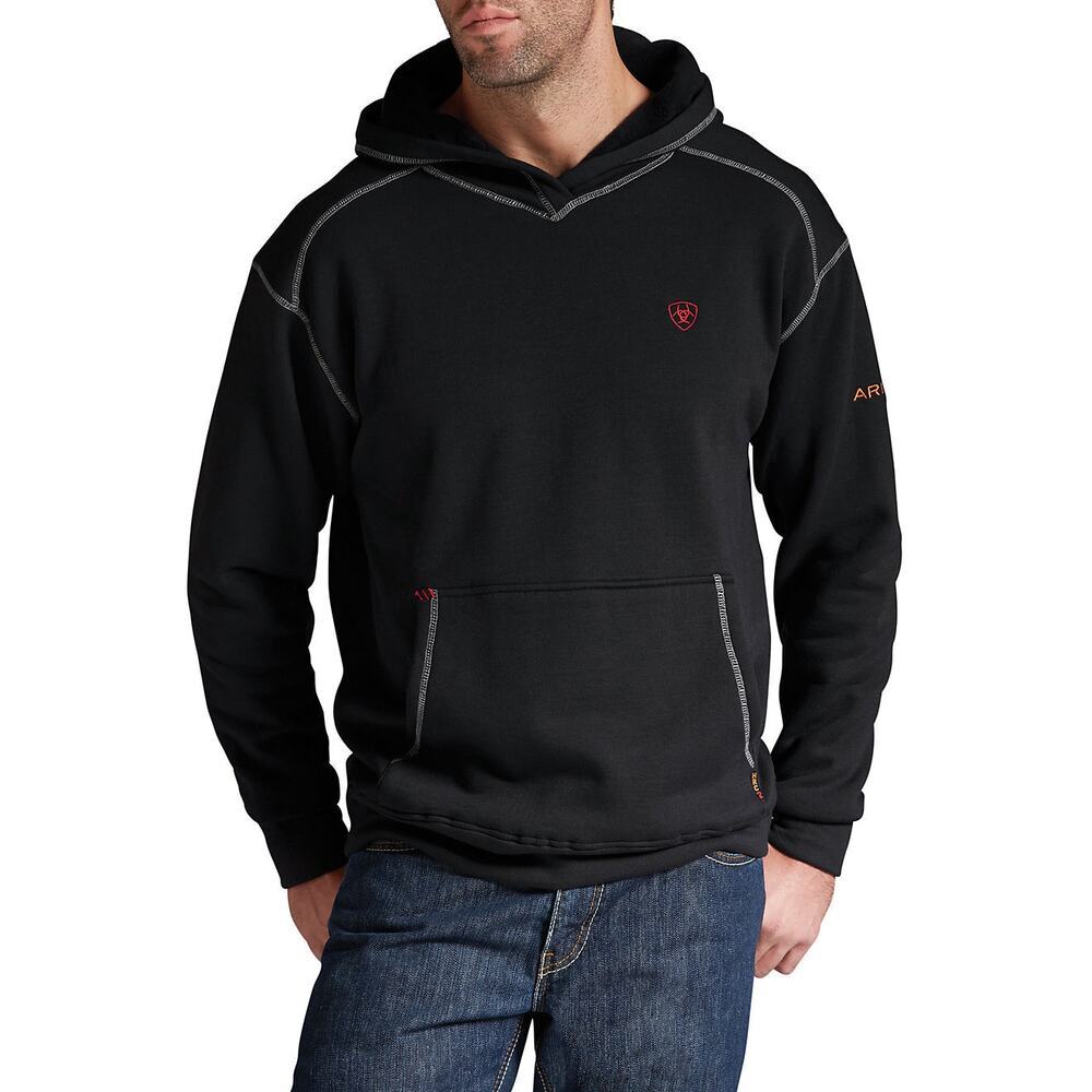 ARIAT Men’s Cat2 Flame Resistant Polartec Work Pullover Hoodie XL Black *EUC